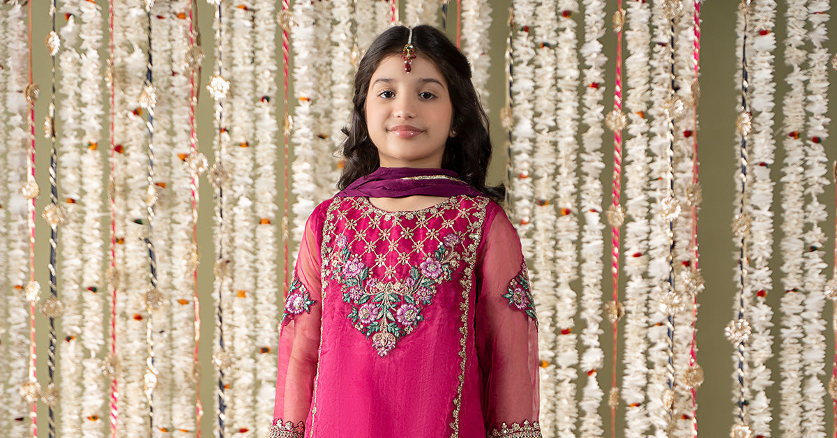 Maria B | 3 Piece Embroidered Organza Suit | MKS-EF25-16 14-Dec Pink
