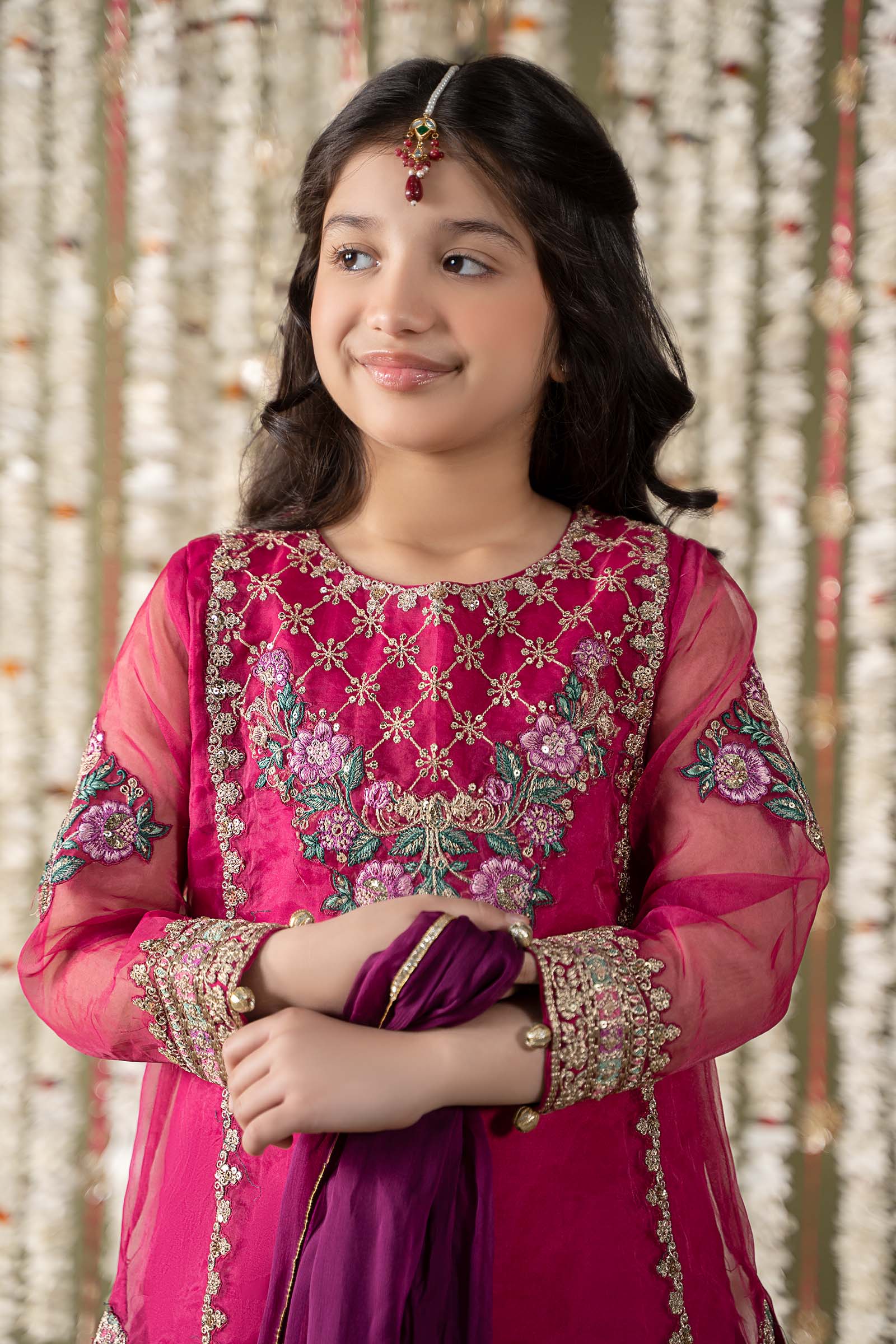 Maria B | 3 Piece Embroidered Organza Suit | MKS-EF25-16 8-Jun Pink