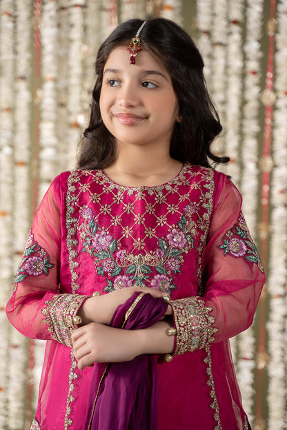 Maria B | 3 Piece Embroidered Organza Suit | MKS-EF25-16 8-Jun Pink
