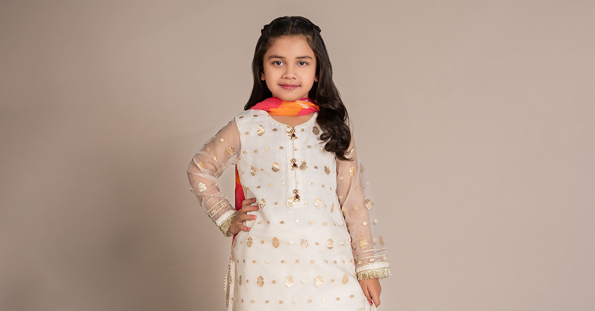 Maria B | 3 Piece Embroidered Organza Lurex Suit | MKS-EF25-20 14-Dec White