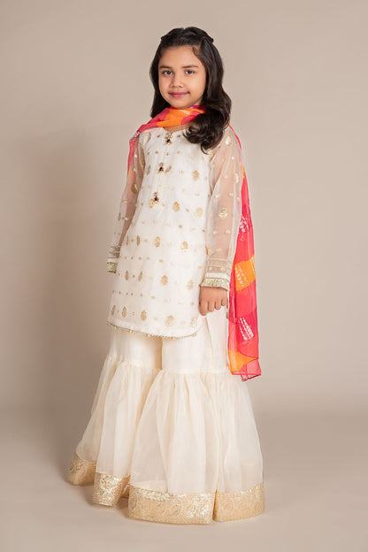 Maria B | 3 Piece Embroidered Organza Lurex Suit | MKS-EF25-20 8-Jun White