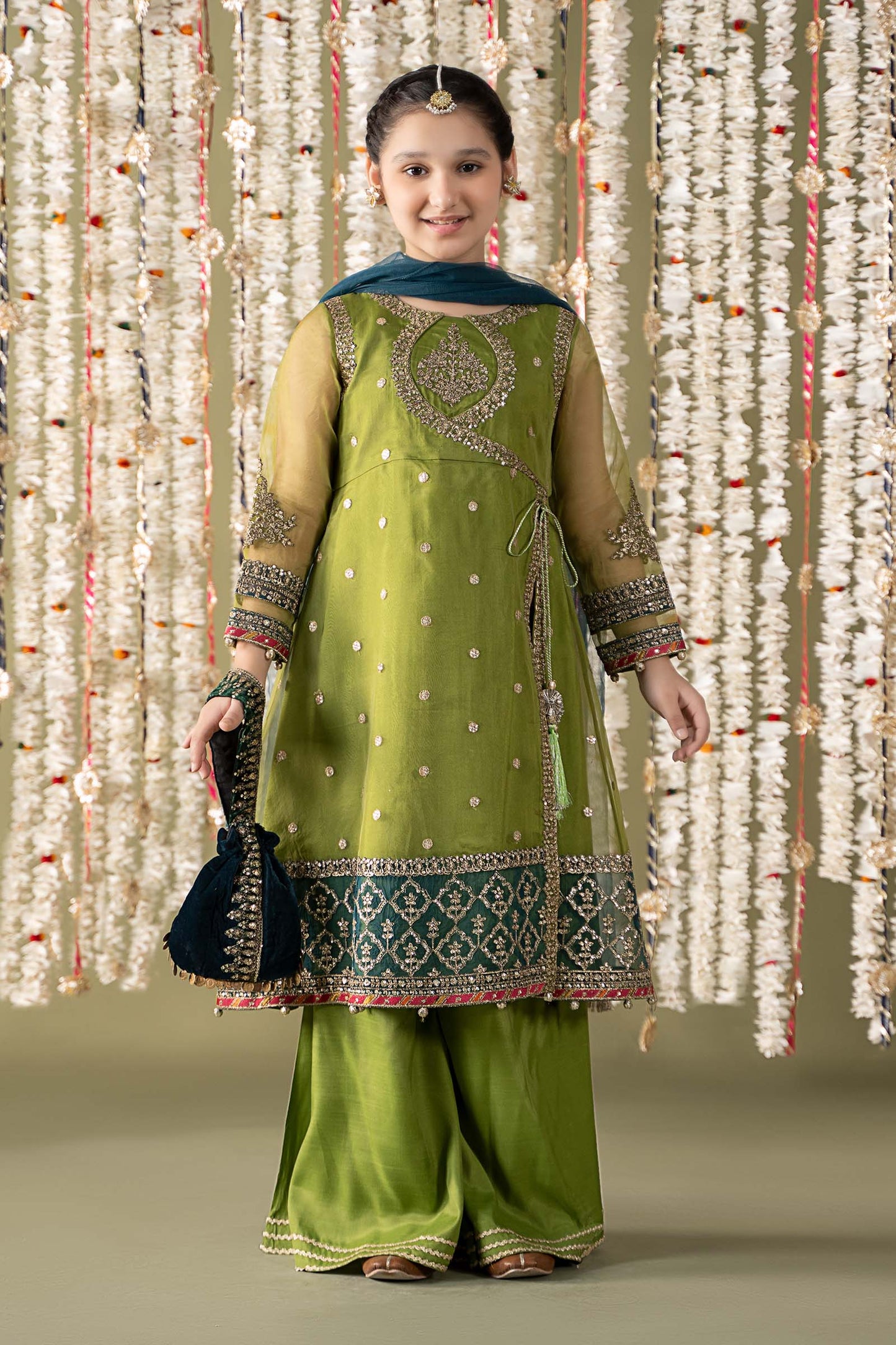 Maria B | 3 Piece Embroidered Organza Suit | MKS-EF25-21 4-Feb Green