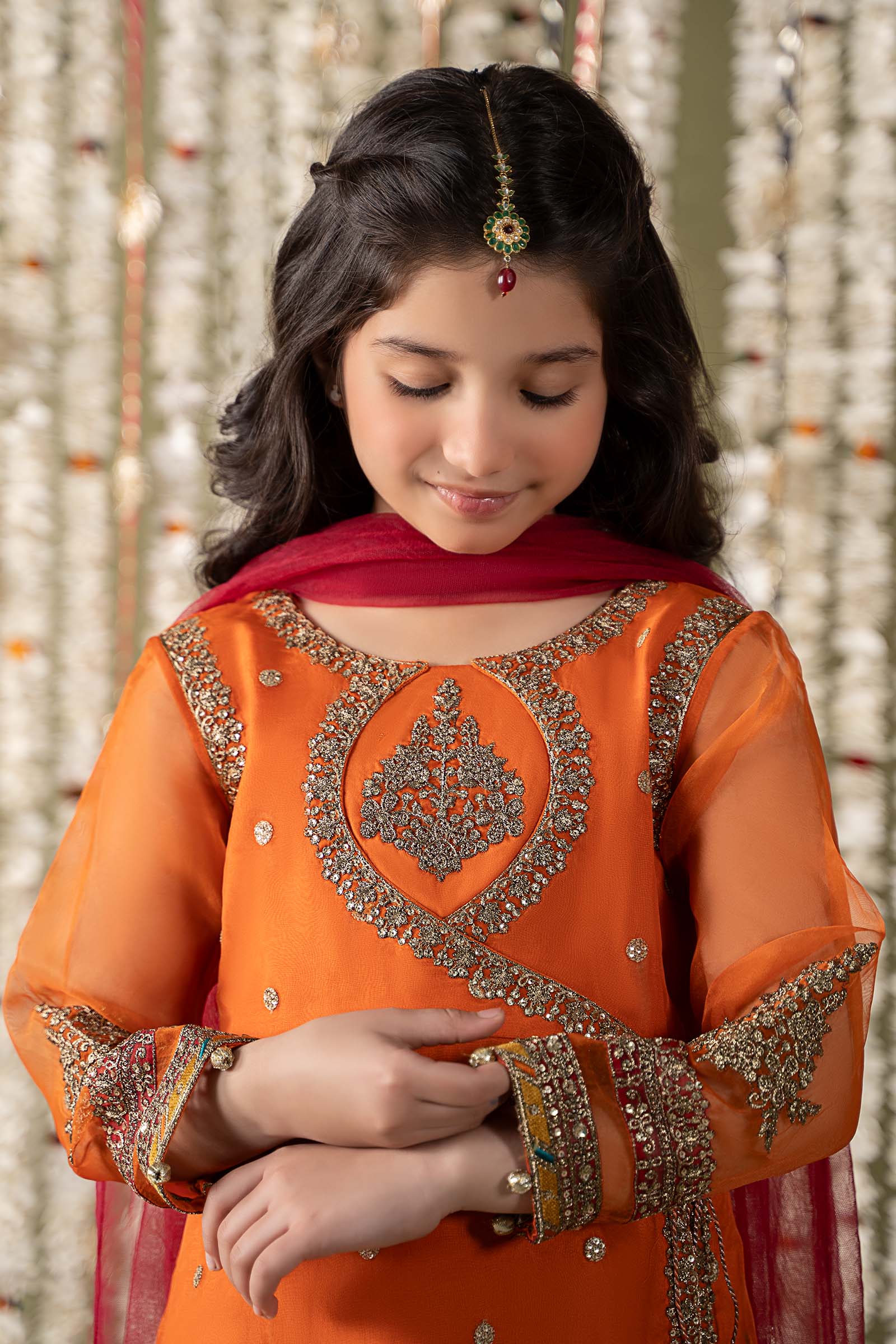 Maria B | 3 Piece Embroidered Organza Suit | MKS-EF25-21 6-Apr Orange