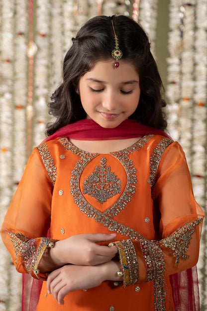Maria B | 3 Piece Embroidered Organza Suit | MKS-EF25-21 6-Apr Orange