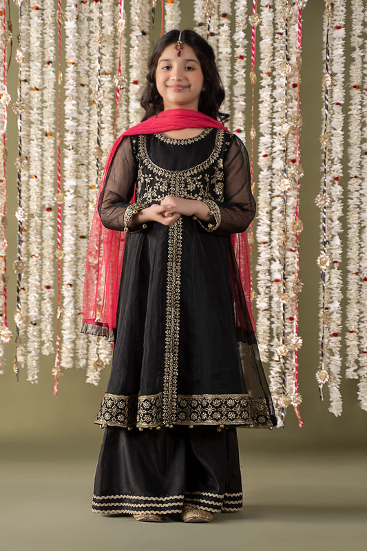 Maria B | 3 Piece Embroidered Organza Suit | MKS-EF25-32 4-Feb Black