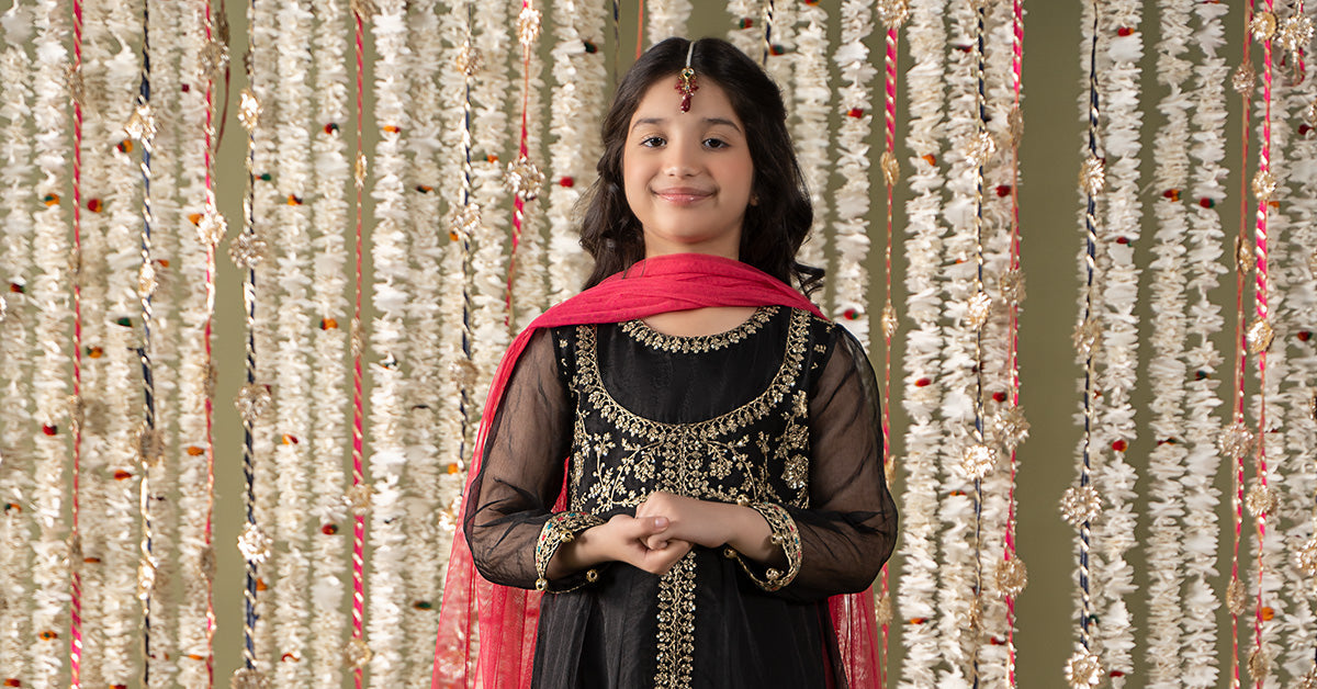 Maria B | 3 Piece Embroidered Organza Suit | MKS-EF25-32 14-Dec Black