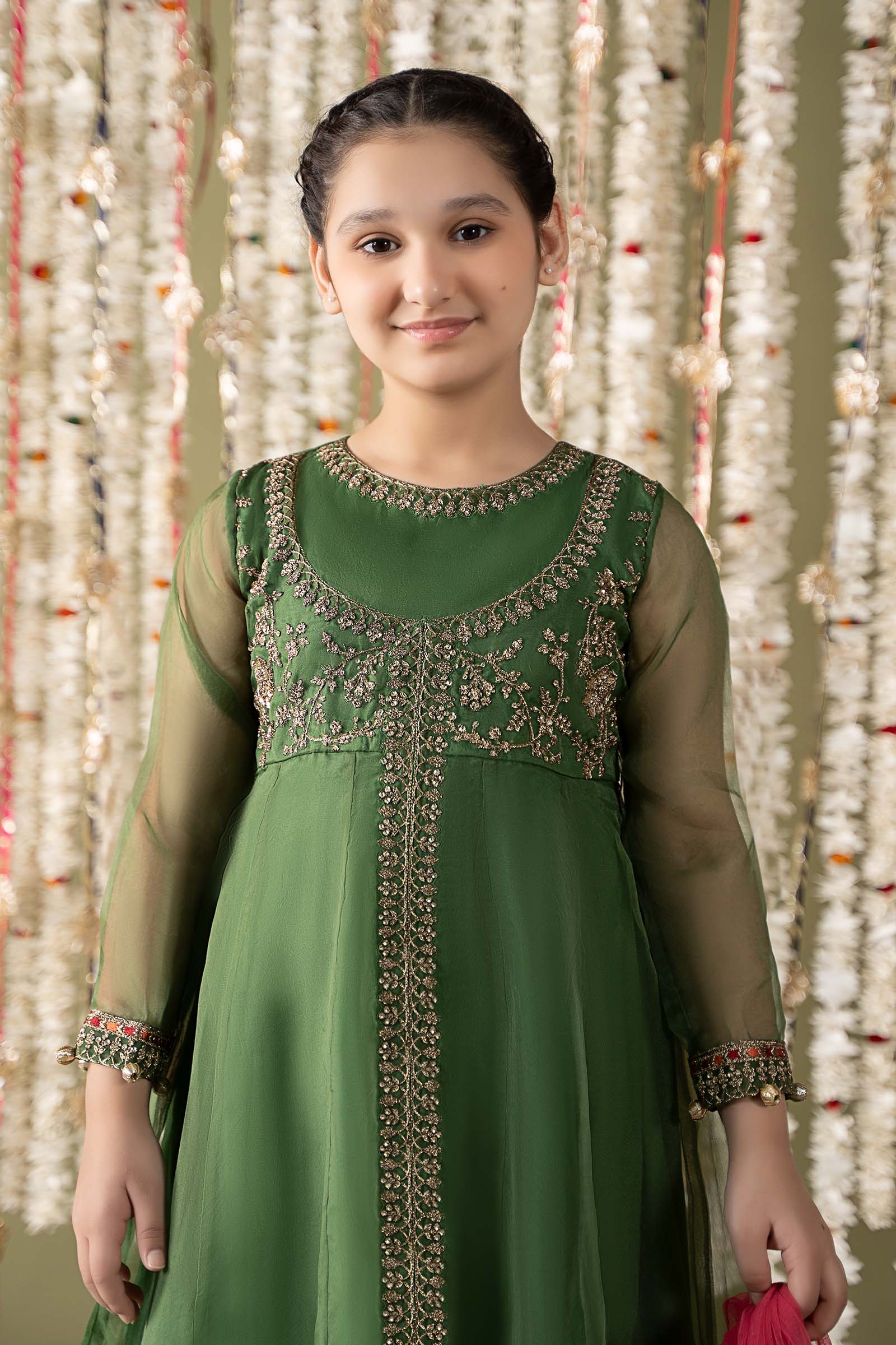 Maria B | 3 Piece Embroidered Organza Suit | MKS-EF25-32 6-Apr Green