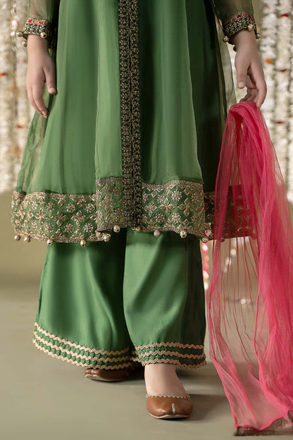 Maria B | 3 Piece Embroidered Organza Suit | MKS-EF25-32 10-Aug Green