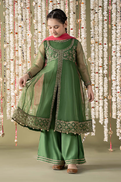 Maria B | 3 Piece Embroidered Organza Suit | MKS-EF25-32 4-Feb Green