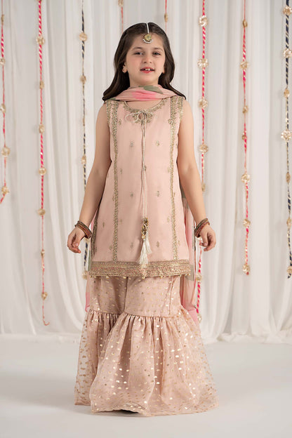 Maria B | 3 Piece Embroidered Cotton Satin Suit | MKS-EF25-35 4-Feb Pink