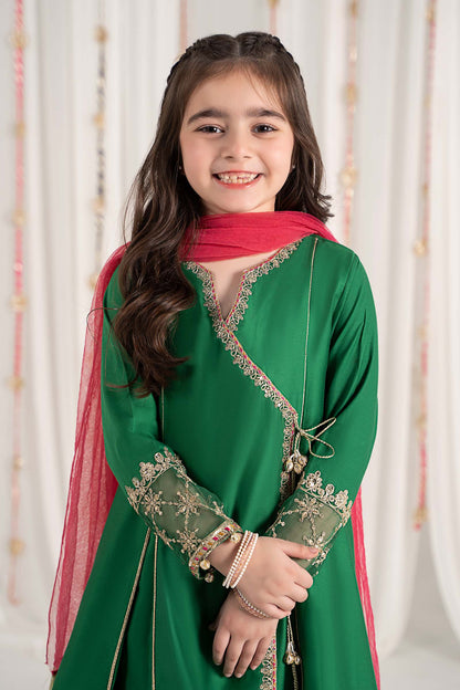 Maria B | 3 Piece Embroidered Cotton Satin Suit | MKS-EF25-41 6-Apr Green