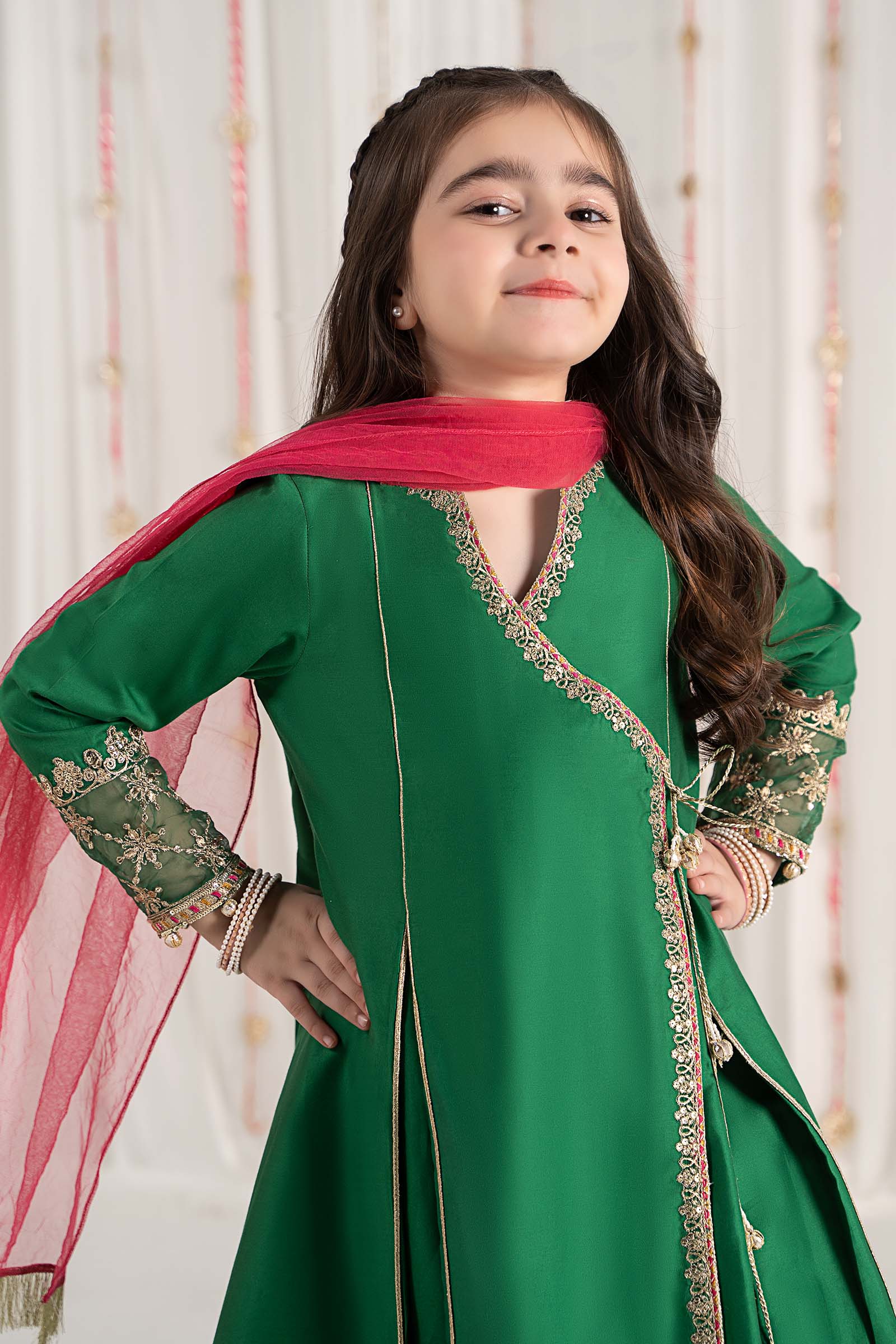 Maria B | 3 Piece Embroidered Cotton Satin Suit | MKS-EF25-41 8-Jun Green