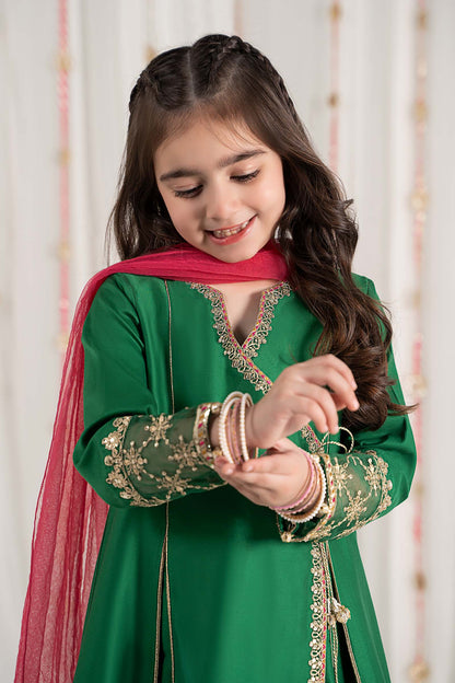 Maria B | 3 Piece Embroidered Cotton Satin Suit | MKS-EF25-41 10-Aug Green