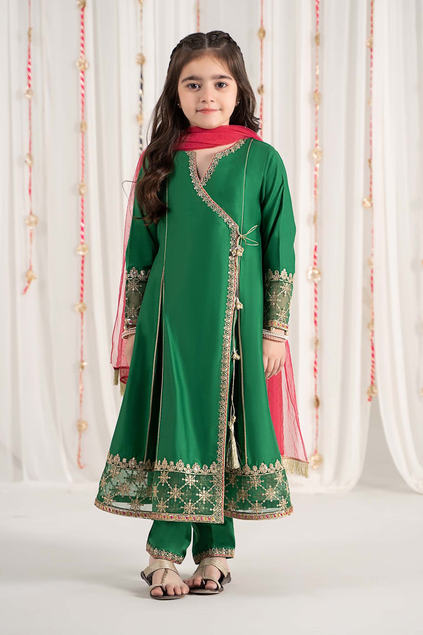 Maria B | 3 Piece Embroidered Cotton Satin Suit | MKS-EF25-41 4-Feb Green