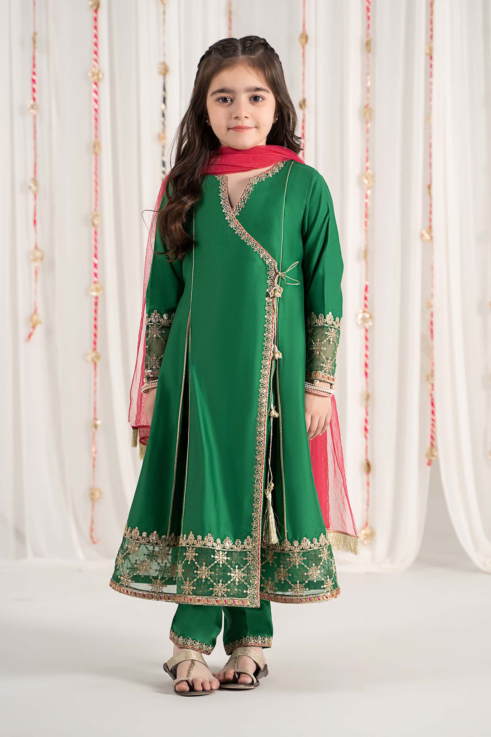 Maria B | 3 Piece Embroidered Cotton Satin Suit | MKS-EF25-41 4-Feb Green