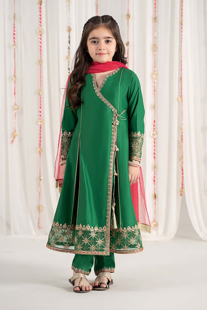 Maria B | 3 Piece Embroidered Cotton Satin Suit | MKS-EF25-41 4-Feb Green