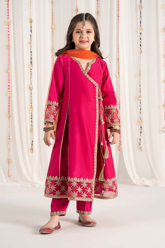 Maria B | 3 Piece Embroidered Cotton Satin Suit | MKS-EF25-41 4-Feb Pink