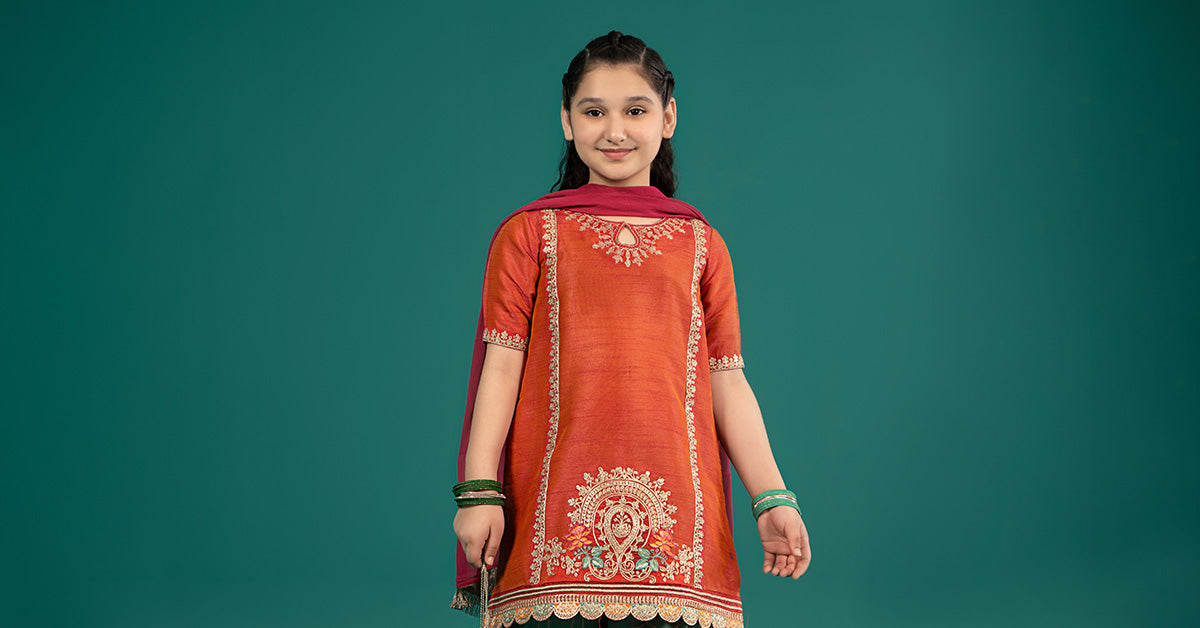 Maria B | 3 Piece Embroidered Raw Silk Suit | MKS-EF25-45