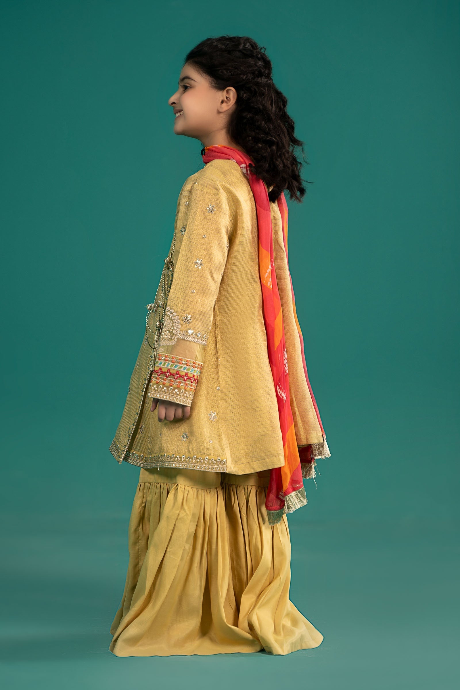 Maria B | 3 Piece Embroidered Cotton Zari Net Suit | MKS-EF25-46 14-Dec Yellow