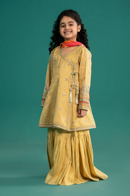 Maria B | 3 Piece Embroidered Cotton Zari Net Suit | MKS-EF25-46 10-Aug Yellow