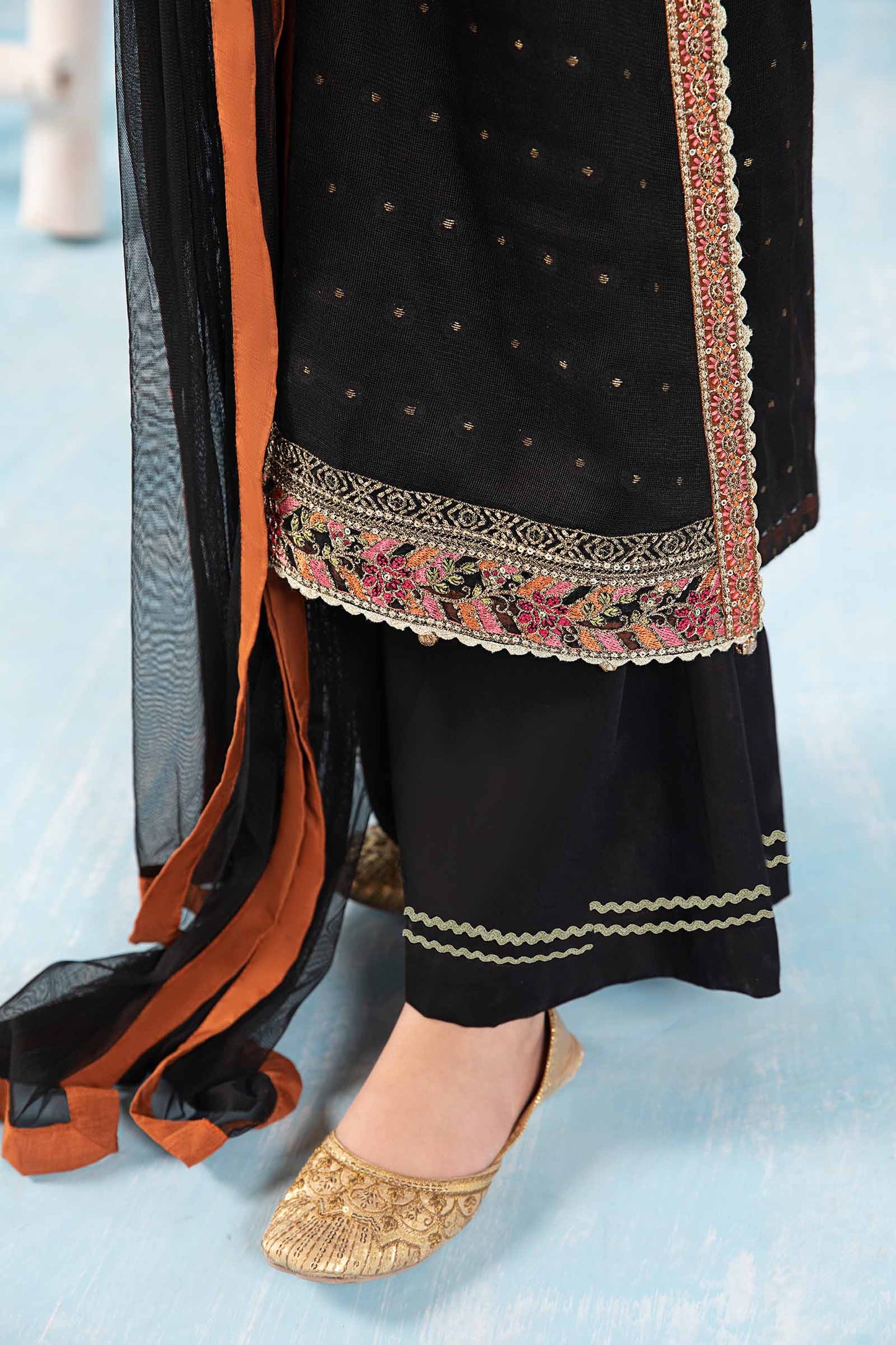Maria B | 3 Piece Embroidered Cotton Zari Net Suit | MKS-PF24-06 10-Aug Black