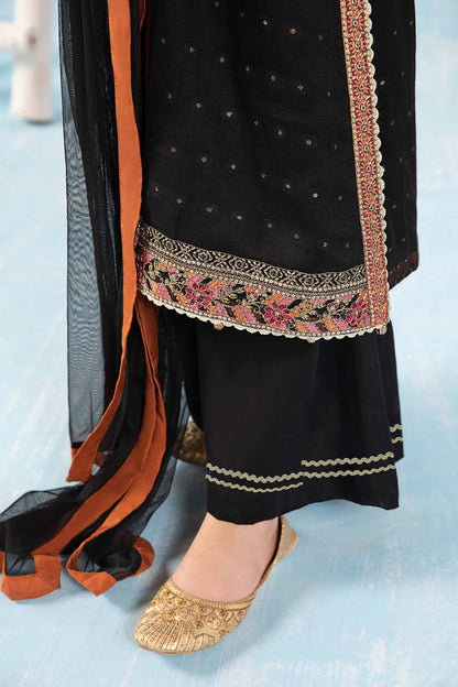 Maria B | 3 Piece Embroidered Cotton Zari Net Suit | MKS-PF24-06 10-Aug Black