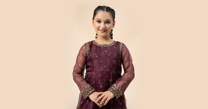 Maria B | 3 Piece Embroidered Cotton Net Suit | MKS-W24-01 14-Dec Purple