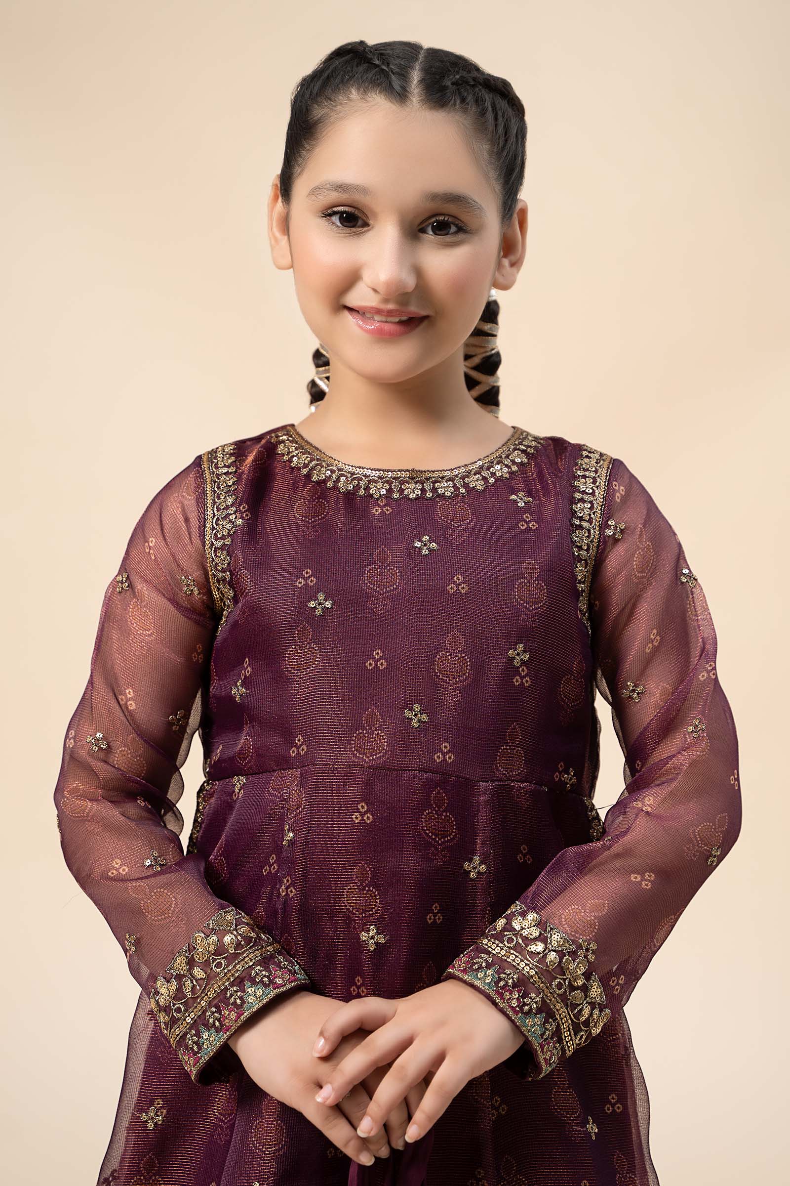 Maria B | 3 Piece Embroidered Cotton Net Suit | MKS-W24-01 6-Apr Purple