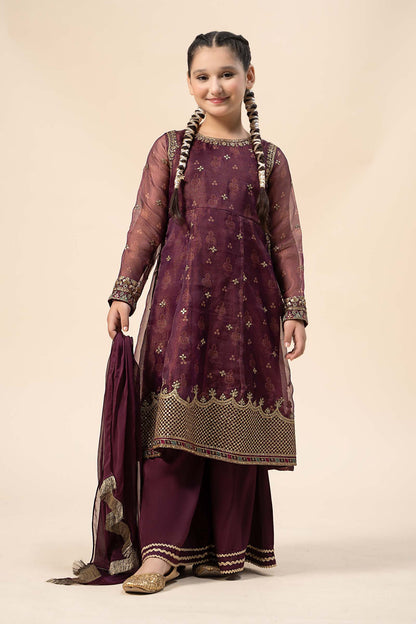 Maria B | 3 Piece Embroidered Cotton Net Suit | MKS-W24-01 4-Feb Purple