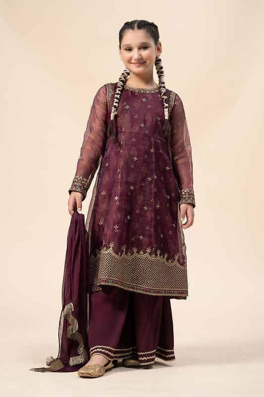 Maria B | 3 Piece Embroidered Cotton Net Suit | MKS-W24-01 4-Feb Purple