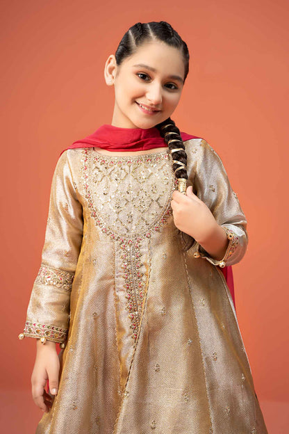 Maria B | 3 Piece Embroidered Zari jacquard Suit | MKS-W24-03 6-Apr Gold