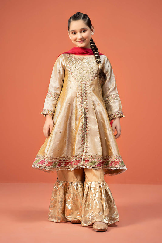 Maria B | 3 Piece Embroidered Zari jacquard Suit | MKS-W24-03 4-Feb Gold