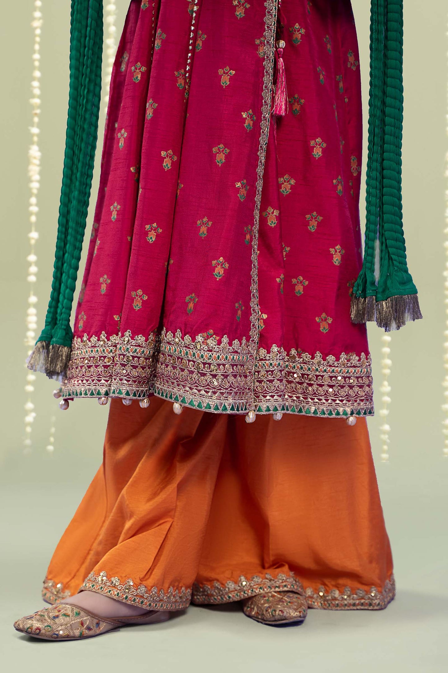 Maria B | 3 Piece Embroidered Raw Silk Suit | MKS-W24-10 8-Jun Maroon