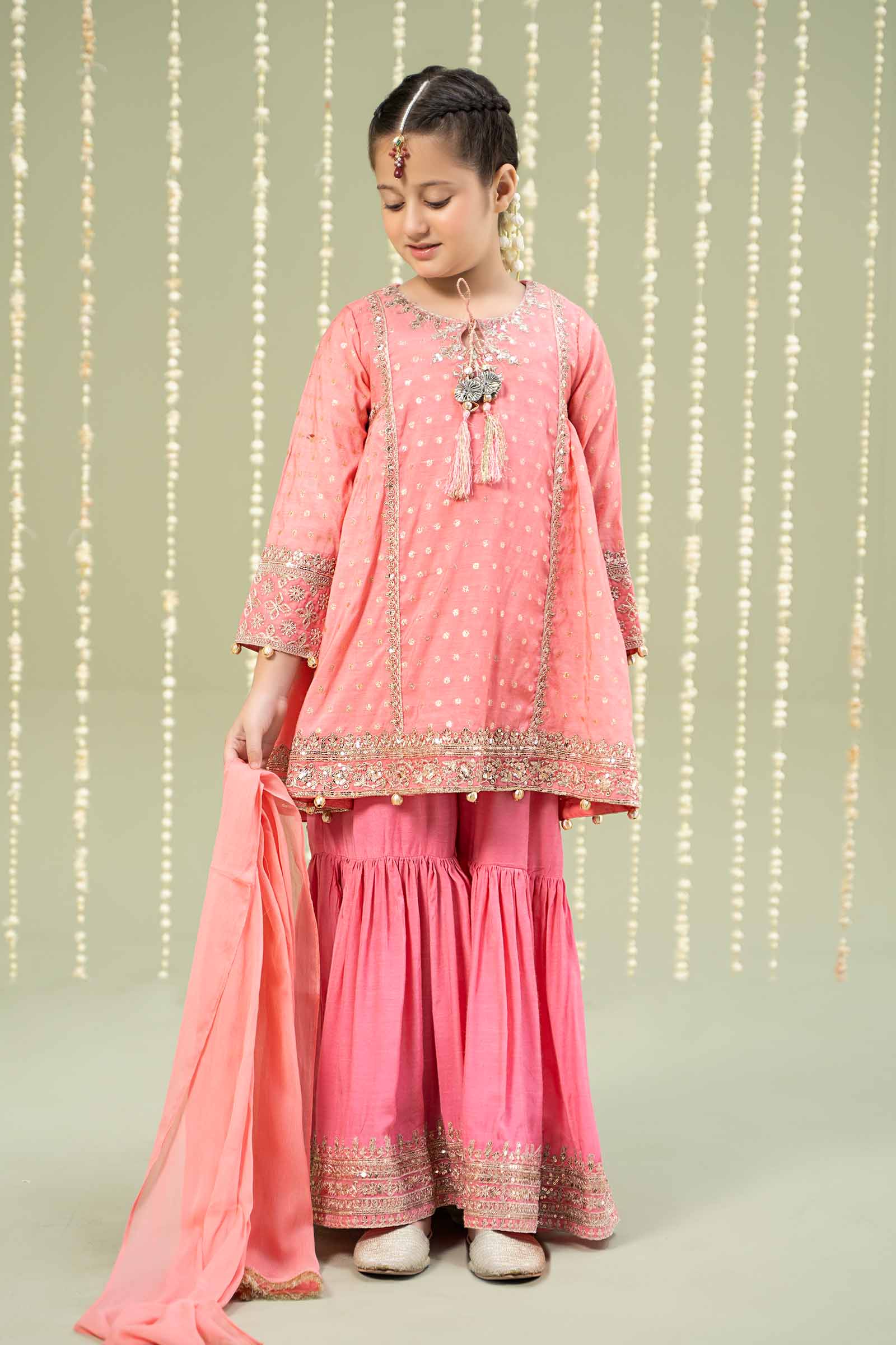 Maria B | 3 Piece Embroidered Paper Cotton Lurex Suit | MKS-W24-11 6-Apr Pink