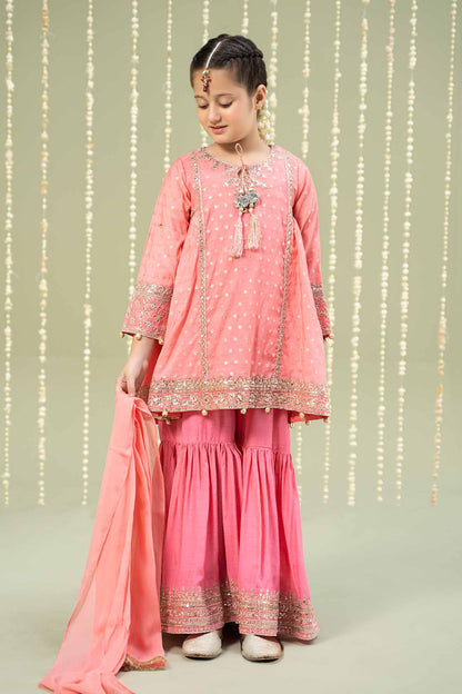 Maria B | 3 Piece Embroidered Paper Cotton Lurex Suit | MKS-W24-11 6-Apr Pink