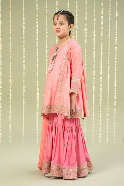 Maria B | 3 Piece Embroidered Paper Cotton Lurex Suit | MKS-W24-11 8-Jun Pink