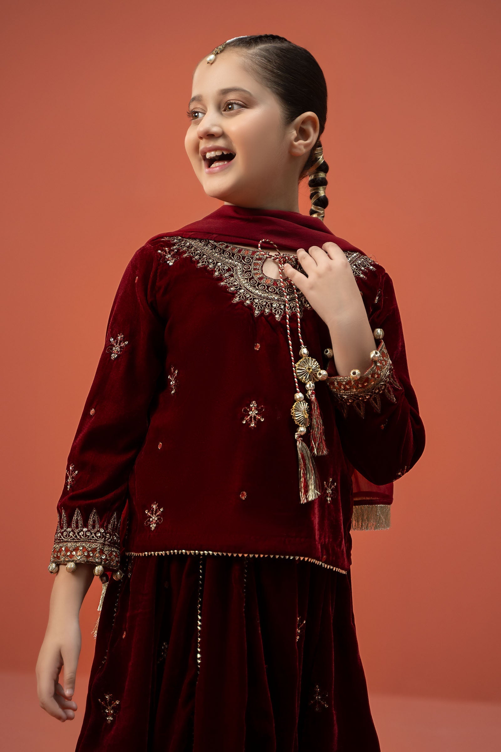 Maria B | 3 Piece Embroidered Velvet Suit | MKS-W24-14 10-Aug Red