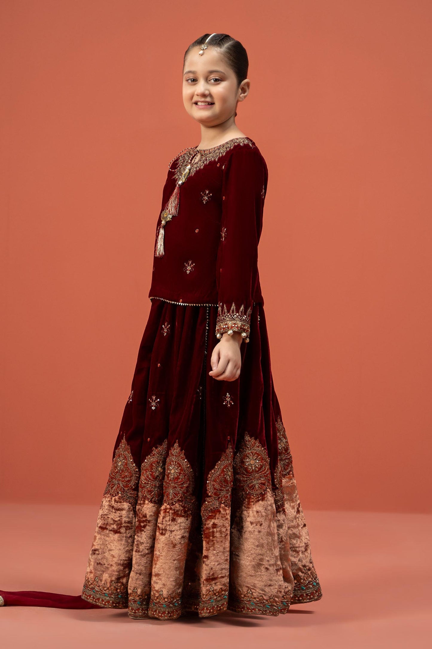 Maria B | 3 Piece Embroidered Velvet Suit | MKS-W24-14 12-Oct Red