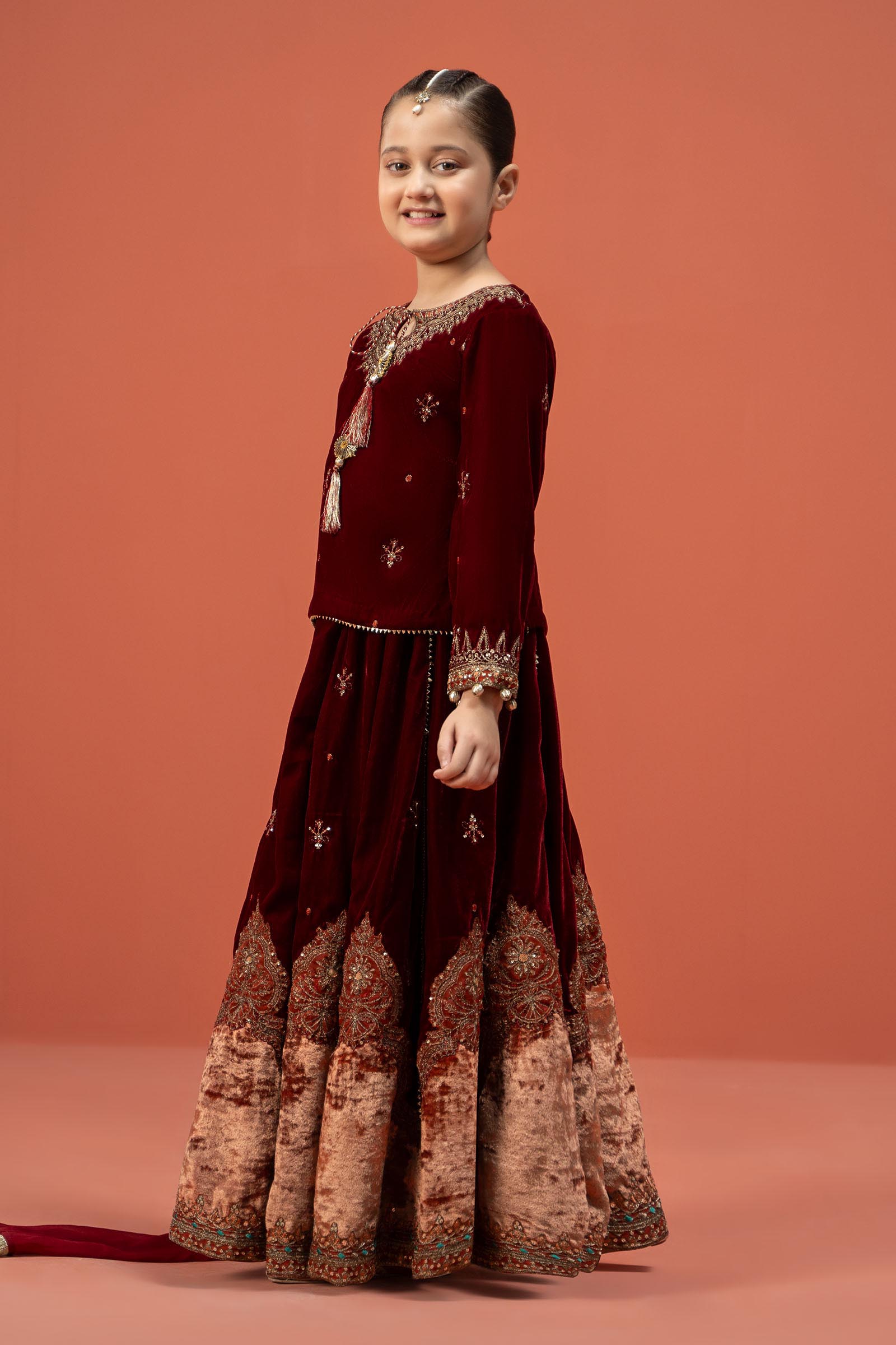 Maria B | 3 Piece Embroidered Velvet Suit | MKS-W24-14 12-Oct Red
