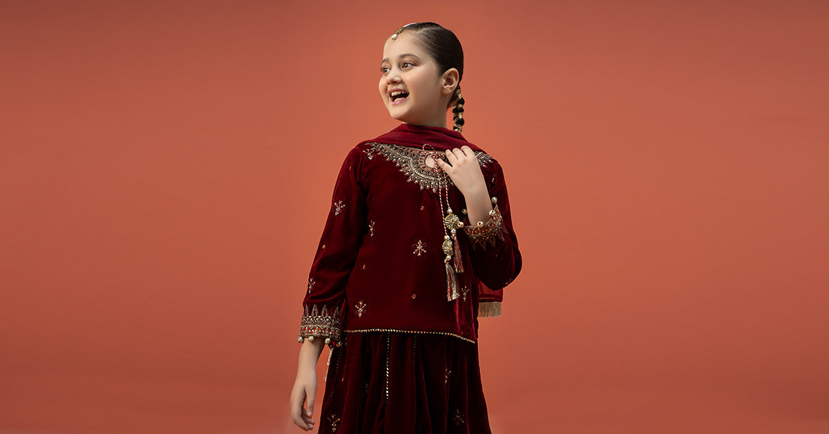 Maria B | 3 Piece Embroidered Velvet Suit | MKS-W24-14