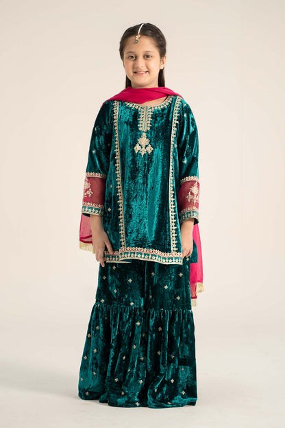 Maria B | 3 Piece Embroidered Velvet Suit | MKS-W24-16 4-Feb Green