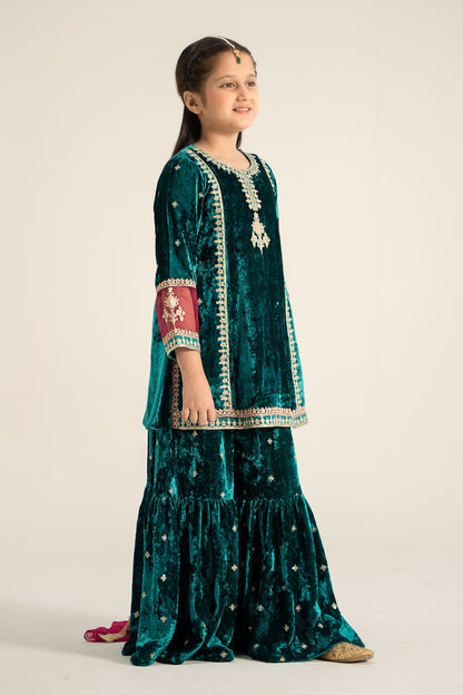 Maria B | 3 Piece Embroidered Velvet Suit | MKS-W24-16 8-Jun Green