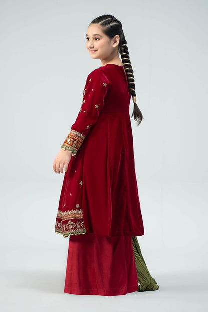 Maria B | 3 Piece Embroidered Velvet Suit | MKS-W24-17 14-Dec Maroon
