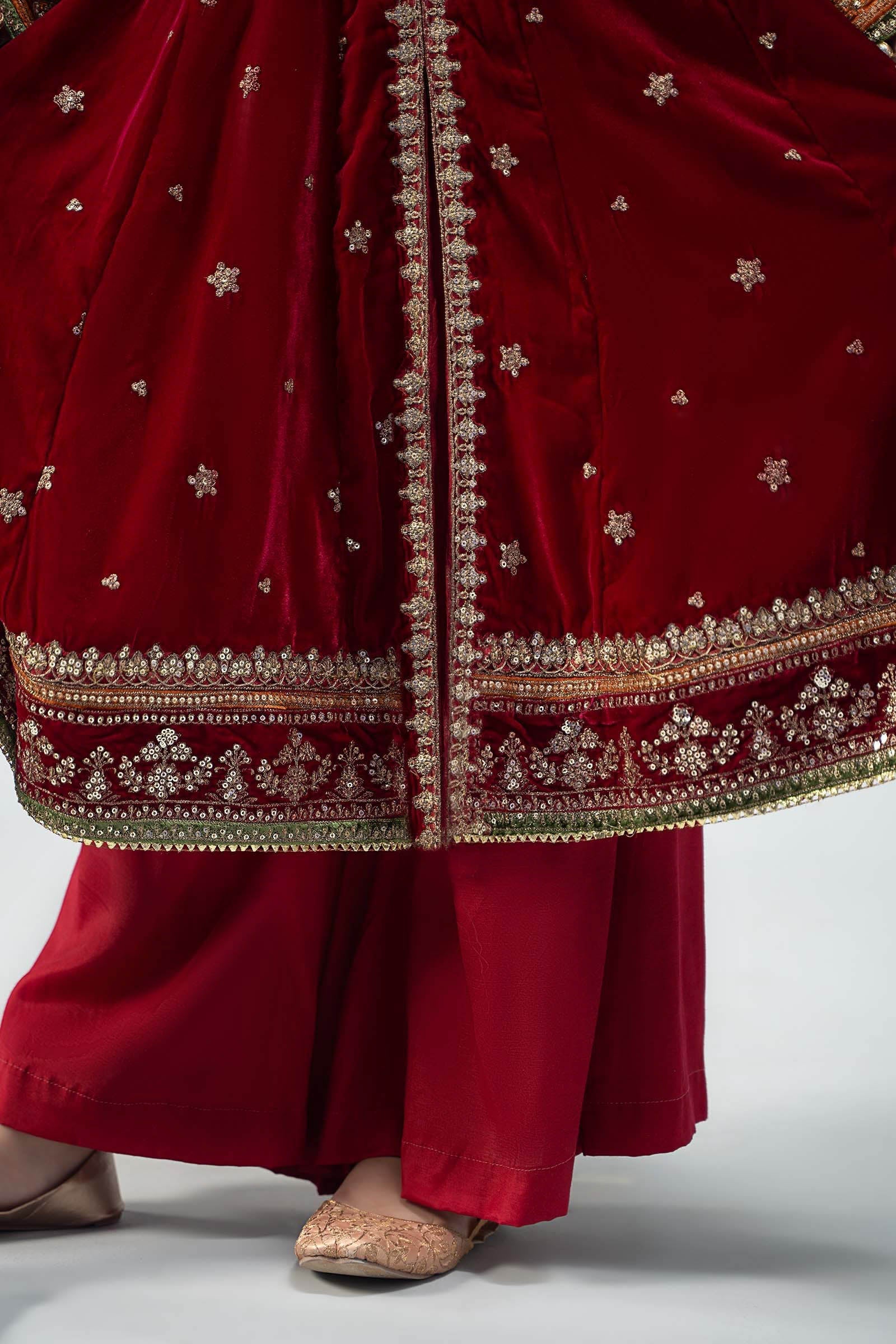 Maria B | 3 Piece Embroidered Velvet Suit | MKS-W24-17 10-Aug Maroon