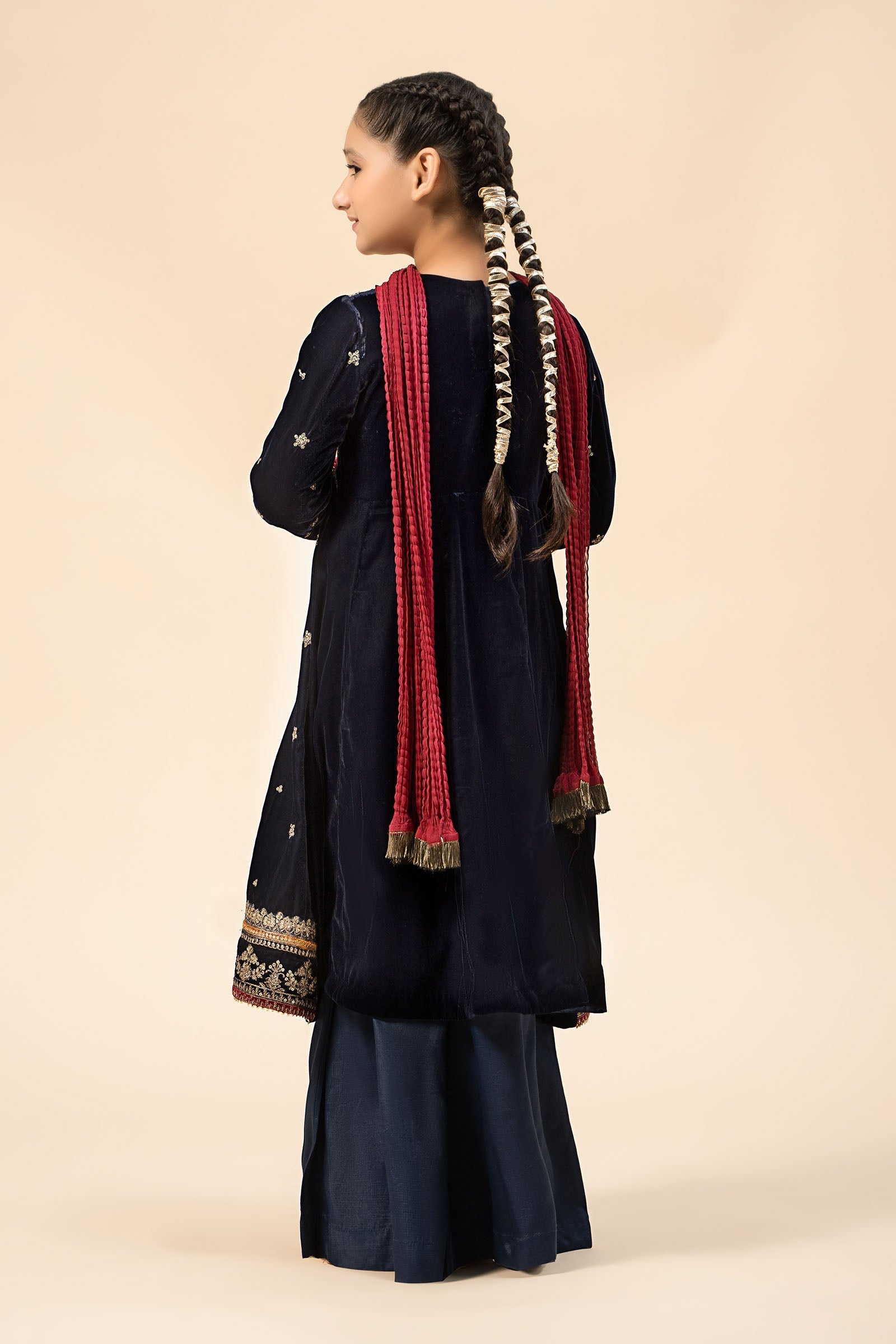 Maria B | 3 Piece Embroidered Velvet Suit | MKS-W24-17 14-Dec Blue