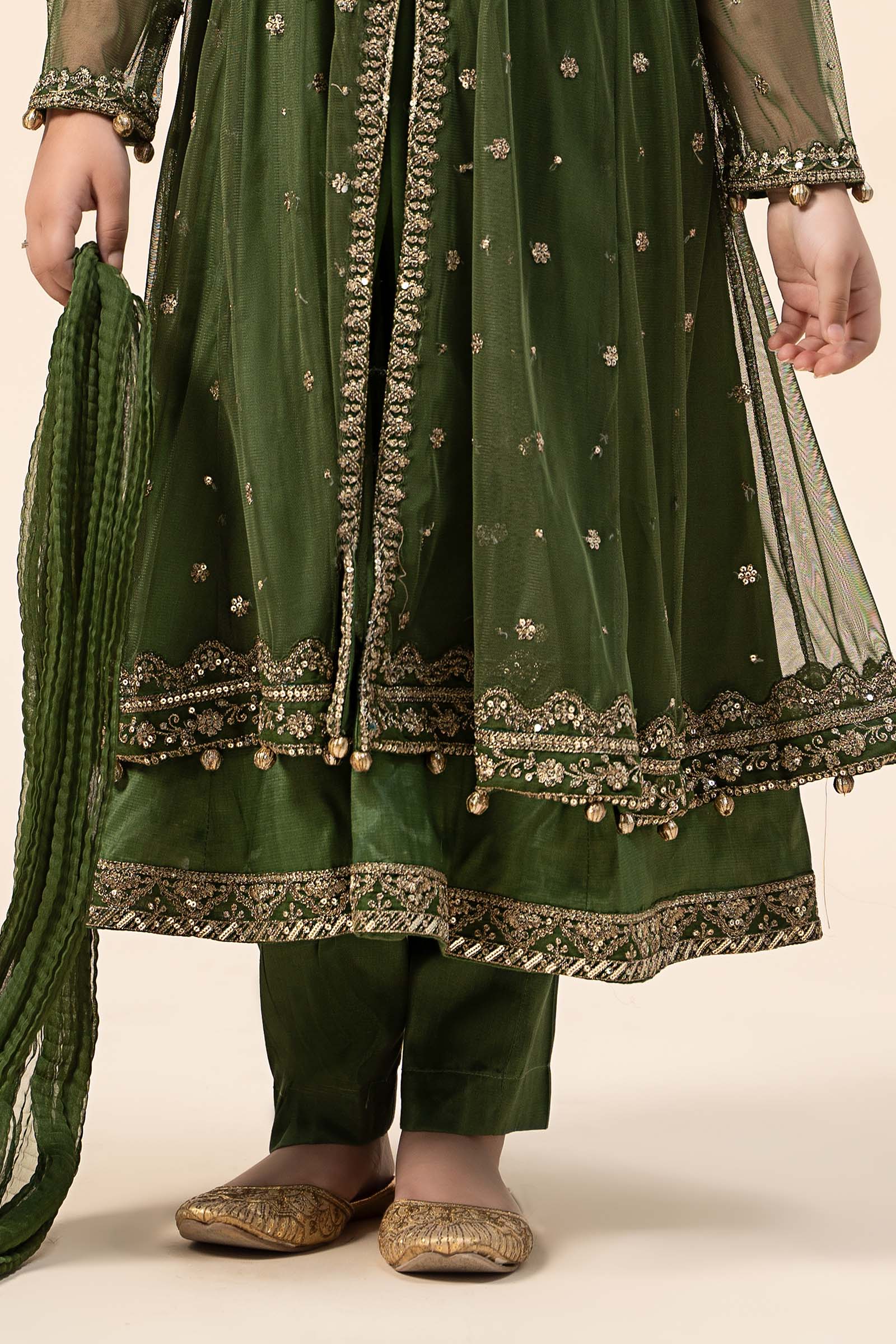 Maria B | 3 Piece Embroidered Net Suit | MKS-W24-25 12-Oct Green