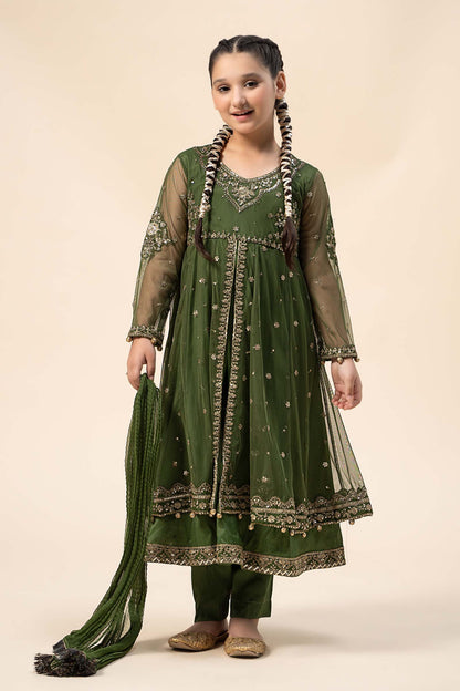 Maria B | 3 Piece Embroidered Net Suit | MKS-W24-25 4-Feb Green