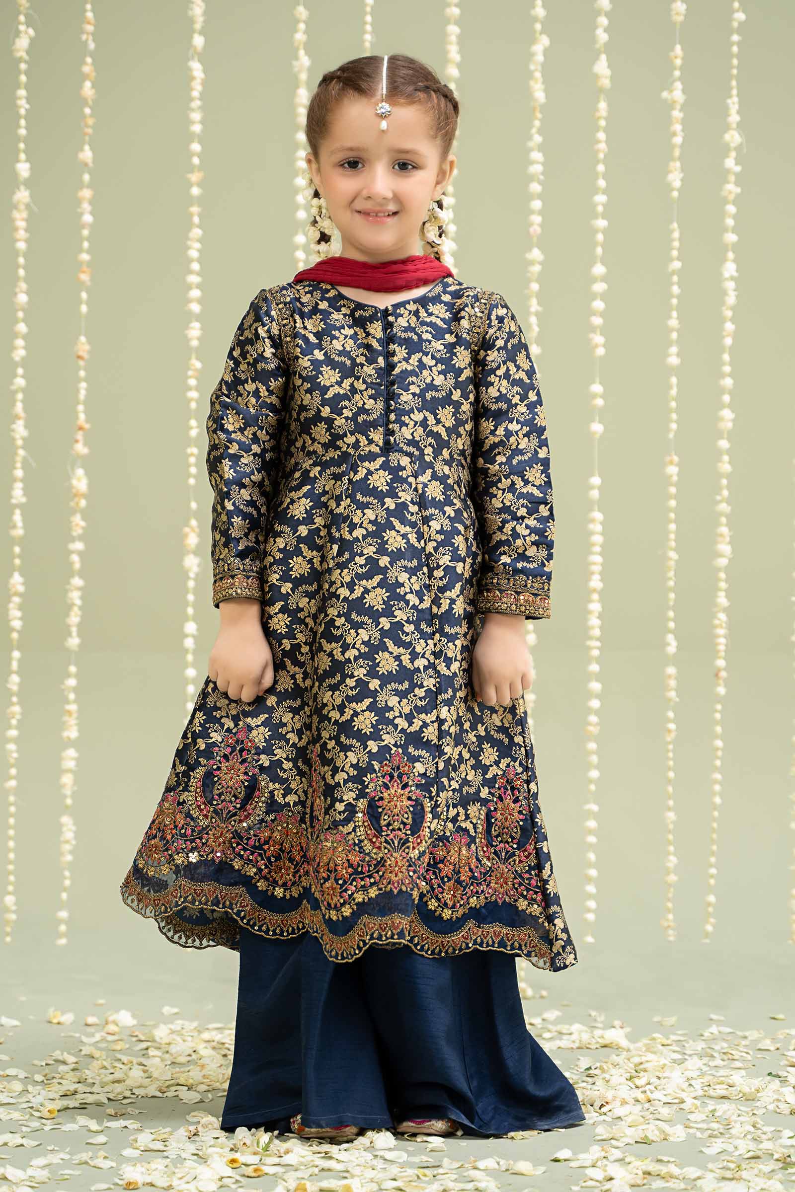 Maria B | 3 Piece Embroidered Jamawar Suit | MKS-W24-30 4-Feb Blue