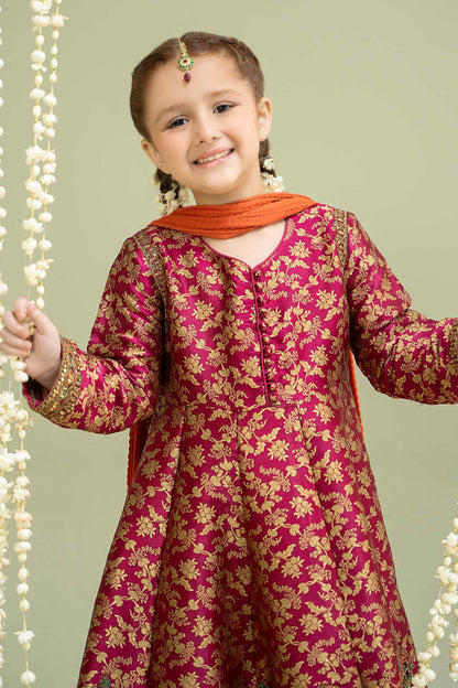 Maria B | 3 Piece Embroidered Jamawar Suit | MKS-W24-30 14-Dec Pink