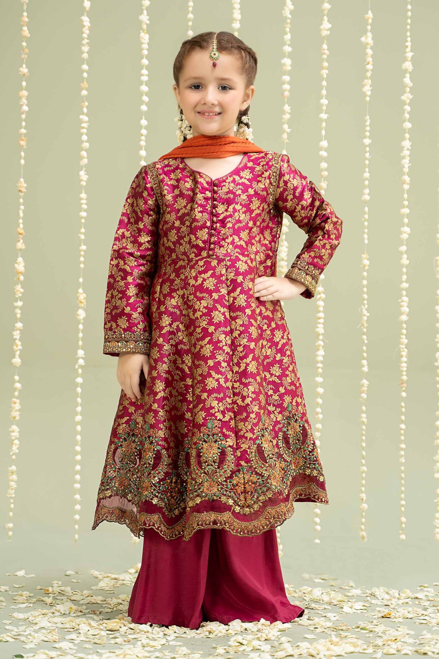 Maria B | 3 Piece Embroidered Jamawar Suit | MKS-W24-30 12-Oct Pink